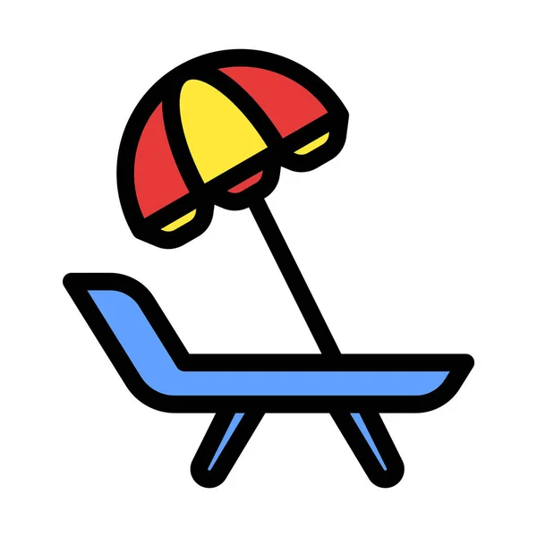 Icon Strand Sonnenschirm Meer Sonne Stuhl Entspannen Urlaub Editierbare Datei — Stockvektor