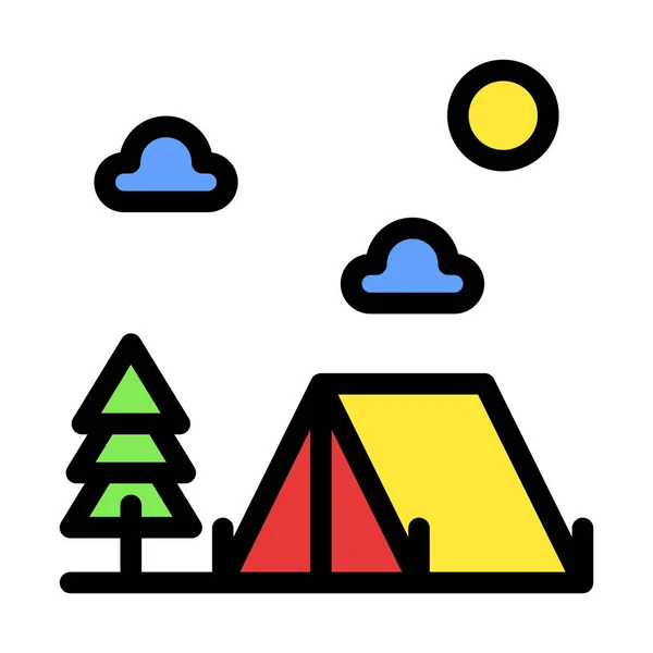 Icône Camp Tente Holyday Fichier Modifiable Couleur — Image vectorielle