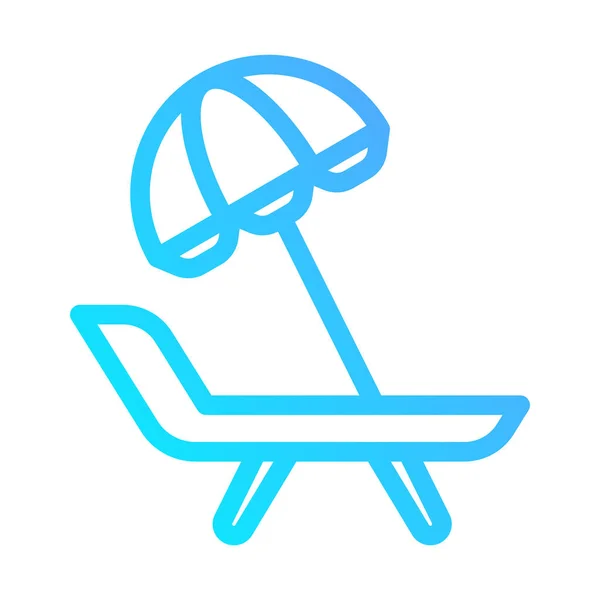 Kon Plajı Şemsiye Deniz Güneş Sandalye Rahatla Holyday Düzenlenebilir Dosya — Stok Vektör