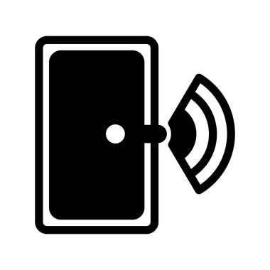 Simge akıllı kapı, internet, kablosuz, kablosuz ağ, sinyal. Vektör çizimi. düzenlenebilir dosya