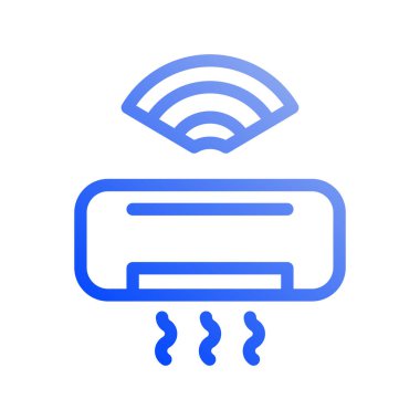 Simge Akıllı AC, Klima, İnternet, kablosuz, Wi-Fi, sinyal. Vektör çizimi. düzenlenebilir dosya