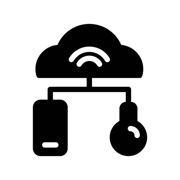 Icoon Cloud Server Cloud Control Internet Thing Draadloos Signaal Vectorillustratie — Stockvector
