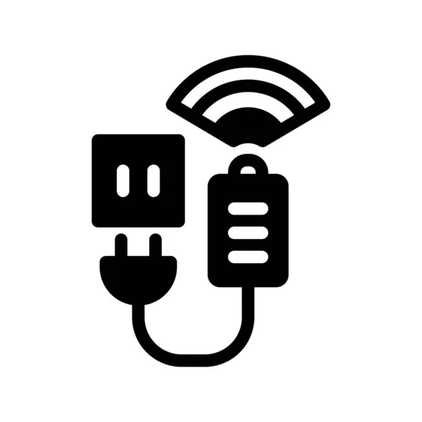 Icon Charging Ladegerät Batterie Internet Der Dinge Drahtlos Signal Vektorillustration — Stockvektor