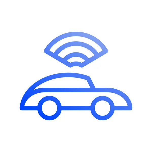 Icon Smart Autó Internet Vezeték Nélküli Jel Vektor Illusztráció Szerkesztendő — Stock Vector