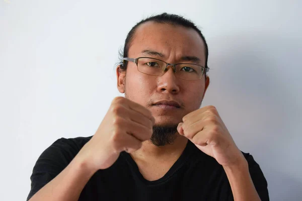 Homme Asiatique Adulte Portant Shirt Noir Des Lunettes Aux Cheveux — Photo