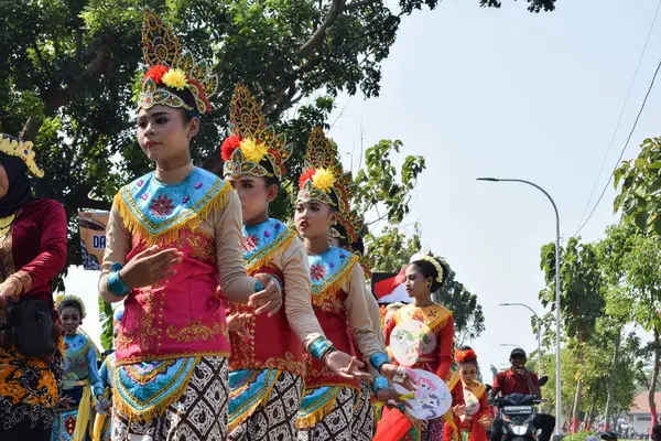 Tuban Indonesia August 2023 People Wearing Traditional Javanese Empire Custome — Stock Photo, Image