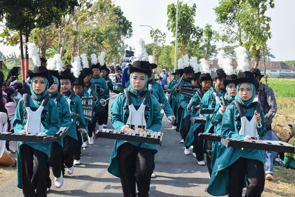 Tuban Indonesia Agustus 2023 Remaja Melakukan Marching Band Untuk Memperingati — Stok Foto