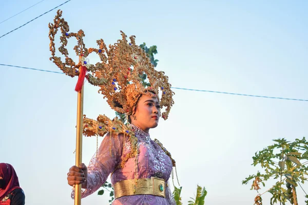 Tuban Indonésie Srpna 2023 Lidé Sobě Tradiční Javánský Custome Památku — Stock fotografie