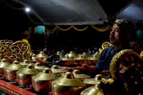 Gamelan Bonang Javanese Música Instrumental Tradicional Indonesia Tuban Indonesia Septiembre —  Fotos de Stock