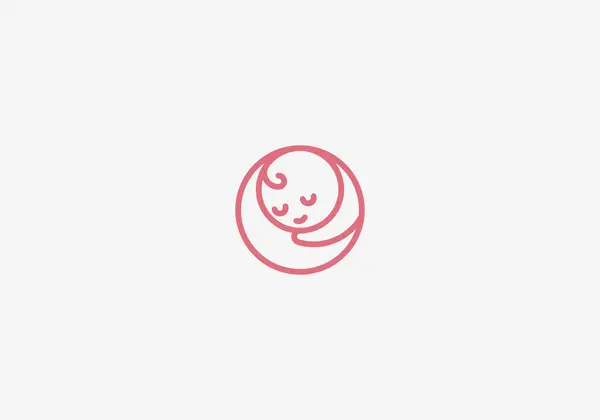 Cuidado Del Bebé Sueño Del Bebé Mamá Línea Simple Minimalista — Archivo Imágenes Vectoriales