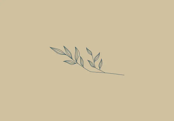 Logo Line Floral Leaf Botanical Aesthetic Feminine Simple Line Luxury — Stock Vector