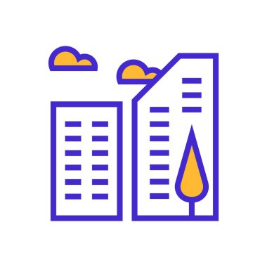 Simge Ofis Binası, Otel, Daire, tek simge, düz çizgi rengi doldurulmuş ve Renkli Simge