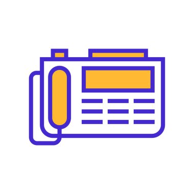 Simge Ofisi Telefonu veya Eski Telefon, tek simge, düz çizgi rengi doldurulmuş ve Renkli Simge