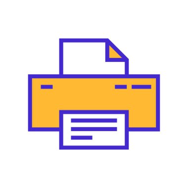 Simge Yazıcı Kağıdı, tek simge, düz çizgi rengi doldurulmuş ve Renkli Simge