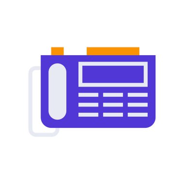 Simge Ofisi Telefonu veya Eski Telefon, tek simge, düz çizgi rengi doldurulmuş ve Renkli Simge