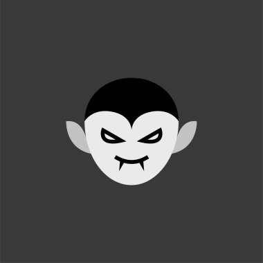 Drakula ya da vampir kafası çizgi filmi şirin, basit bir illüstrasyon, cadılar bayramı, ürkütücü, korkutucu.