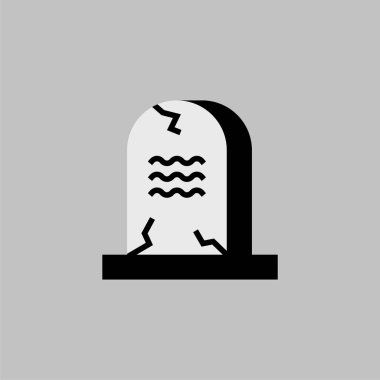 Tomstone ya da mezar taşı çizgi filmi şirin, basit illüstrasyon, cadılar bayramı, ürkütücü, korkutucu.