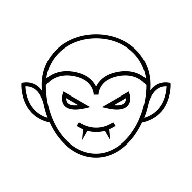 İkon Vampir ya da Drakula kafası, Cadılar Bayramı ikonu, Ürkütücü, Korkunç, Ufuk, Basit ve Minimalist simge