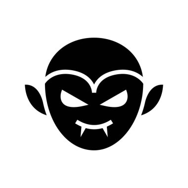 İkon Vampir ya da Drakula kafası, Cadılar Bayramı ikonu, Ürkütücü, Korkunç, Ufuk, Basit ve Minimalist simge