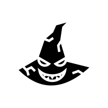 İkona şeytan cadı şapkası Cadılar Bayramı ikonu, Ürkütücü, Korkunç, Ufuk, Basit ve Minimalist simge