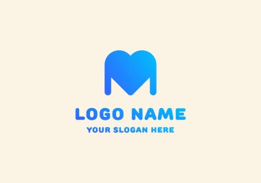 Logo M ve Love Shape, Moda Modern ve Minimalist Logo Tasarımı. Düzenlenebilir Dosya