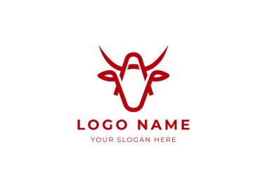 Logo ineği başı ve boynuzu ilk harfi A. Minimalist ve modern logo tasarımı. Düzenlenebilir renk
