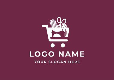 Logo karavan dükkanı. Logo dikiş makinesi, dükkan, market, karavan. Düzenlenebilir dosya