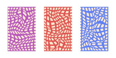 Arka plan, 70 'li yaşlardaki hippi modasına uygun. Şebeke çizgisi, girdap, dönüş şekli. Şebeke bükülmüş ve biçimsiz vektör arkaplan dokusu, modaya uygun retro saykodelik stil. Y2k estetik arka planı.