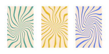 Arka plan, 70 'li yaşlardaki hippi modasına uygun. Çizgi, girdap, dönüş şekli. Çarpık ve çarpık vektör arkaplan dokusu, modaya uygun retro psychedelic tarzı. Y2k estetik arka planı.