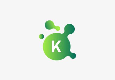 Logo Molekül Parçacık K, Bilim, Biyoloji ve Kimyasal logo kimliği. Düzenlenebilir dosya