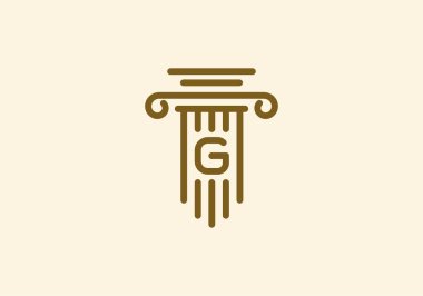 Logo sütunu avukatı G harfi, satır minimalist sütun sembolü resimli şirket logosu, düzenlenebilir dosya