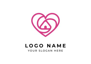 Logo Hattı Girdap Evi ve Sevgi, Emlak, İnşaat ve Aşk logosu tasarım kimliği. Düzenlenebilir dosya