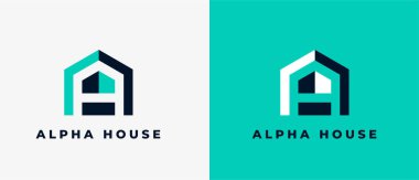 Logo Minimalist ikon Evi ve güçlü ve cesur bir konsepte sahip bir harf logo binası, logo binası, emlak logosu, ajans logosu, kira logosu. Düzenlenebilir dosya