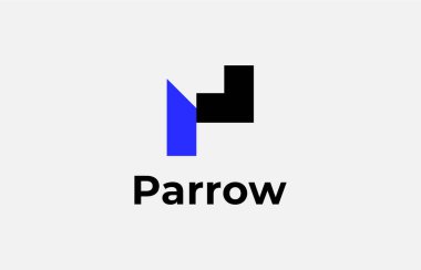 Logo Arrow ve Harf P, Şablon Yaratıcı Tasarım Fintech, teknoloji, ok, büyüme ve simge simgesi ikonu. Düzenlenebilir dosya