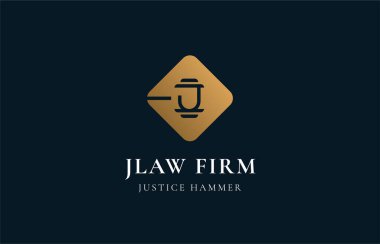 Logo Letter J and Hammer of Law, Justice, Law firm, lawyer. Editable fil clipart