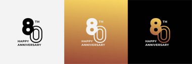 Logo 80th, 80 years happy anniversary, Creative design template for celebration, birthday, greeting and invitation. Editable fil clipart