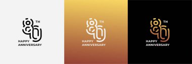 Logo 80th, 80 years happy anniversary, Creative design template for celebration, birthday, greeting and invitation. Editable fil clipart