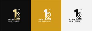 12. logo, 12. yıl dönümünüz kutlu olsun, kutlama, doğum günü, selamlama ve davetiye için yaratıcı tasarım şablonu. Düzenlenebilir dosya