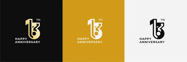 stock vector Logo 13th, 13 years happy anniversary, Creative design template for celebration, birthday, greeting and invitation. Editable fil