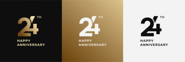 Logo 24th, 24 years happy anniversary, Creative design template for celebration, birthday, greeting and invitation. Editable fil clipart