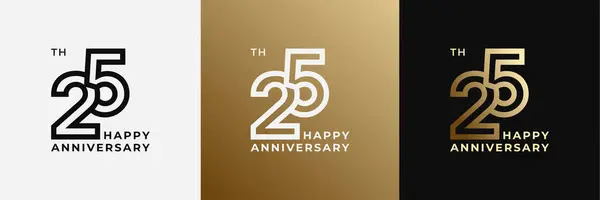 stock vector Logo 25th, 25 years happy anniversary, Creative design template for celebration, birthday, greeting and invitation. Editable fil