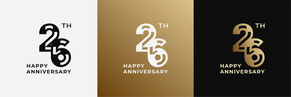 Logo 26th, 26 years happy anniversary, Creative design template for celebration, birthday, greeting and invitation. Editable fil