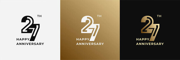 Logo 27th, 27 years happy anniversary, Creative design template for celebration, birthday, greeting and invitation. Editable fil