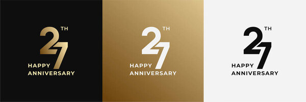 Logo 27th, 27 years happy anniversary, Creative design template for celebration, birthday, greeting and invitation. Editable fil