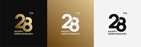 Logo 28th, 28 years happy anniversary, Creative design template for celebration, birthday, greeting and invitation. Editable fil