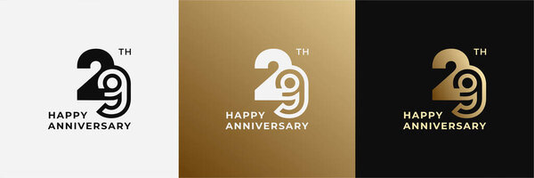 Logo 29th, 29 years happy anniversary, Creative design template for celebration, birthday, greeting and invitation. Editable fil