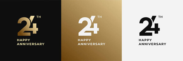 Logo 24th, 24 years happy anniversary, Creative design template for celebration, birthday, greeting and invitation. Editable fil