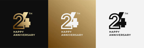 Logo 24th, 24 years happy anniversary, Creative design template for celebration, birthday, greeting and invitation. Editable fil
