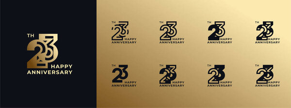 Logo 23th, 21th-29th, 21-29 years happy anniversary, Creative design template for celebration, birthday, greeting and invitation. Editable fil