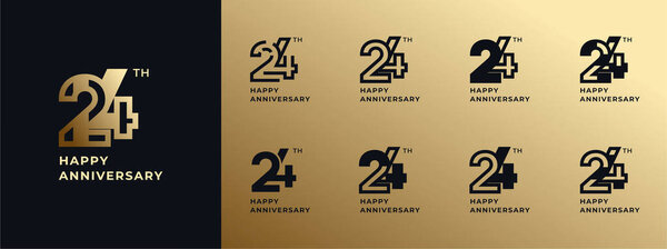 Logo 24th, 21th-29th, 21-29 years happy anniversary, Creative design template for celebration, birthday, greeting and invitation. Editable fil